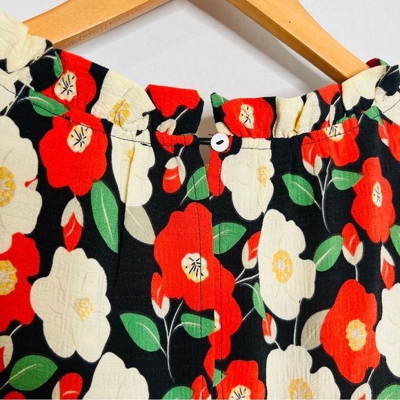 Jodifl Dark Floral Ruffle Sleeve Tiered Dress. Size Large. - Picture 8 of 12